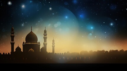 a magnificent mosque during the month of Ramadan at night - obrazy, fototapety, plakaty