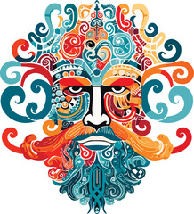 Vector ornamental ancient man head illustration. Abstract historical mythology man head logo. Good for print or tattoo