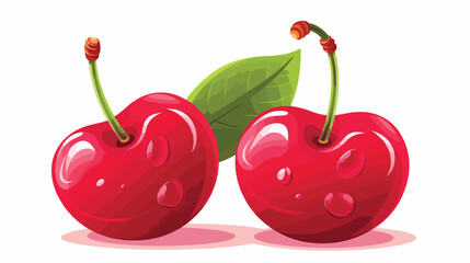 Cherry tropical and exotic fruit flat vector 