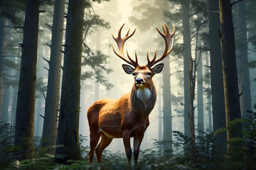 3d wallpaper of natural landscape images deer and trees
