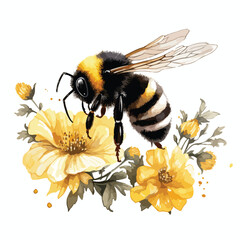 Bumblebee On Flower clipart 