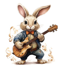 Bunny musician clipart isolated on white background