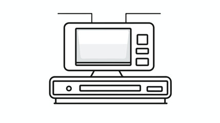 Computer desktop flat line icon vector illustration