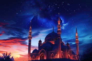 Fototapeten The Beautiful Blue Mosque under the Starry Night Sky © shelbys