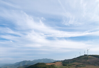 The wind turbines on the mountain of napa cabbage 