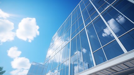 Fototapeta na wymiar Modern Office Building with Blue Sky and Glass