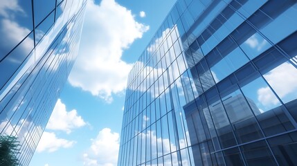 Fototapeta na wymiar Modern Office Building with Blue Sky and Glass