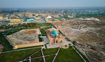 Aerial view of Mausoleum in Turkestan - 762092057