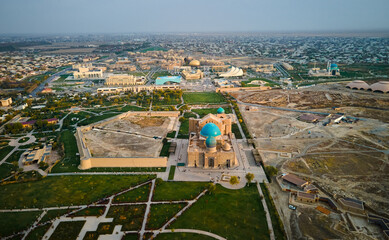 Aerial view of Mausoleum in Turkestan - 762092059