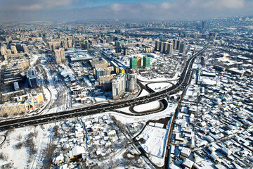 Aerial view panorama of road and cityscape in Almaty - 762092084