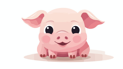 Cute pig emoji kawaii flat vector isolated on white