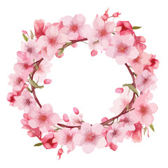 Fototapeta na wymiar Cherry Blossom Wreath clipart isolated on white background