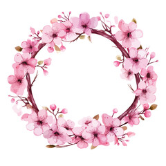Fototapeta na wymiar Cherry Blossom Wreath clipart isolated on white background