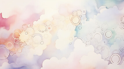 Gear wheels on a background of multicolored clouds, abstract postcard background - obrazy, fototapety, plakaty