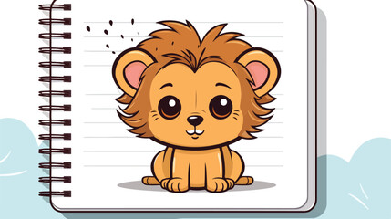 Doodle Sketch Cute Safari Lion Drawing Vector Art 