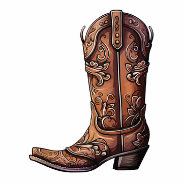 Cowgirl boot clipart isolated on white background