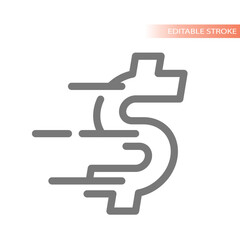 Fast money transfer vector icon. Instant bank transaction outline.