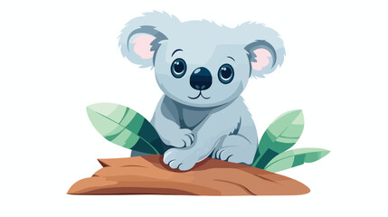 Fun koala flat vector isolated on white background