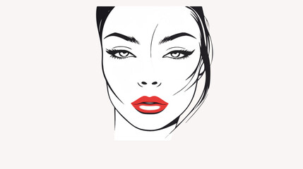 Girl face continuous one line art vector illustration