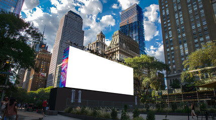 customizable concert venue LED screen for advertising presentation mockup in New York City environment, day view