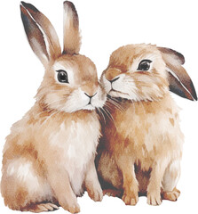 Fototapeta premium Realistic Watercolor Baby Rabbit Animal. Fluffy Forest Friends. Woodland Nursery.