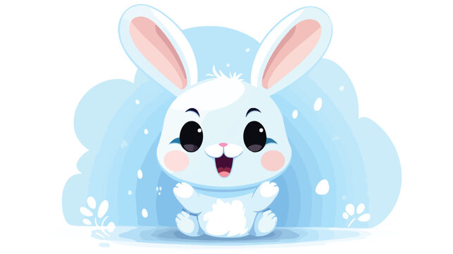 Happy bunny flat vector isolated on white background