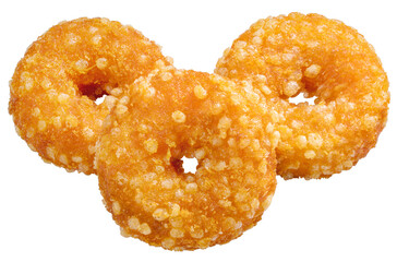 Fish donuts isolated on white, Fried fish donuts  Isolated on White background PNG file.