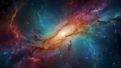 Fototapeta na wymiar A vibrant abstract background depicting the multicolored expanse of a galaxy in the cosmos Generative AI