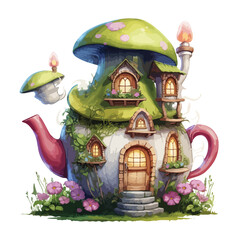 Fairy teapot house clipart 