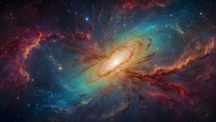 A vibrant abstract background depicting the multicolored expanse of a galaxy in the cosmos Generative AI - obrazy, fototapety, plakaty