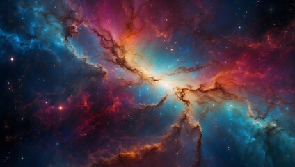 A vibrant abstract background depicting the multicolored expanse of a galaxy in the cosmos Generative AI - obrazy, fototapety, plakaty