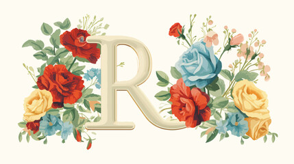 Luxuriously illustrated old capital letter R with f