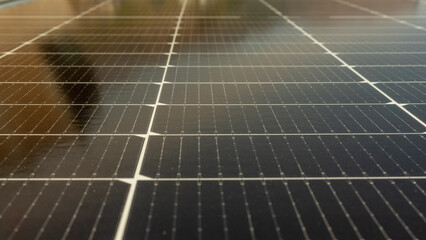 Closeup shot of solar panels for a renewable energy
