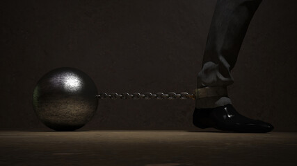 Iron ball and chain with leg