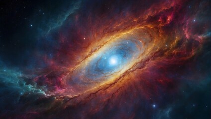 An artistic representation of the cosmos, featuring a galaxy with a rich, multicolored backdrop Generative AI