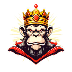 The Monkey King illustration icon Logo, isolated with tranparent background and shiny light. 2D Monkey, Ape, Gorilla, Chimpanzee head vector logo