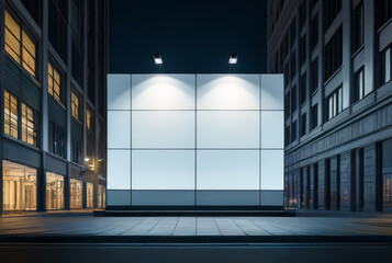 Blank billboard on the wall of office building. 3d rendering