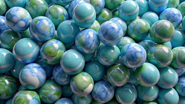 pile of emerald marble balls pearls