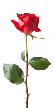 Red rose flower on white background,
