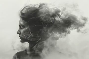 Woman Exhaling Smoke