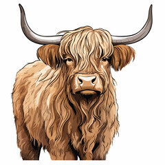 Highland Cow Clipart isolated on white background