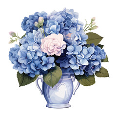 Hydrangea in Vase Clipart isolated on white background