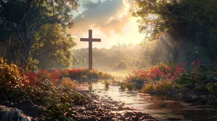 Foto op Plexiglas christian cross in nature © buraratn