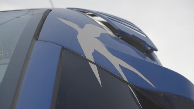 Close-Up of the Swallow on Montpellier's Blue Tram Line 1