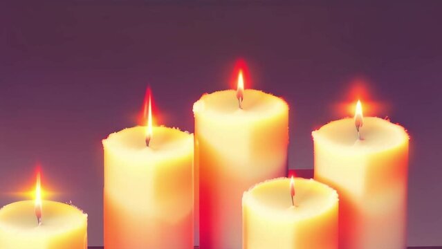  burning candles on black background