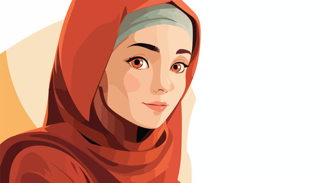 The girl of east type in a yashmak flat vector 