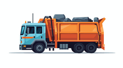 Trash truck icon flat vector isolated on white background