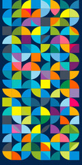 Vibrant Geometric Mosaic of Multicolored Circles and Squares