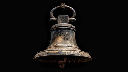 Fototapeta premium Magic bell on isolated black background Generative AI