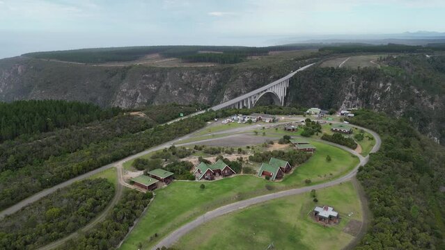 Aerial footage of Bloukrans bridge in the eastern cape, south africa